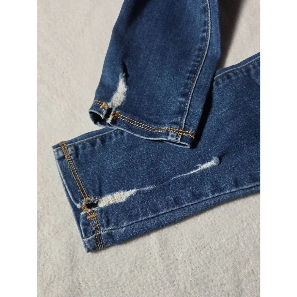 Old Navy High Rise Rockstar Super Skinny Jeggings 12 Button Fly Distressed Split